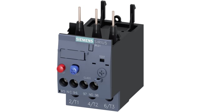 Siemens, SIRIUS 3RU2 Thermal Overload Relay 1 NO/1 NC, 2.2 to 3.2 A F.L.C, 3.2 A Contact Rating, 2.2 kW 3P | 3RU2126-1DB0