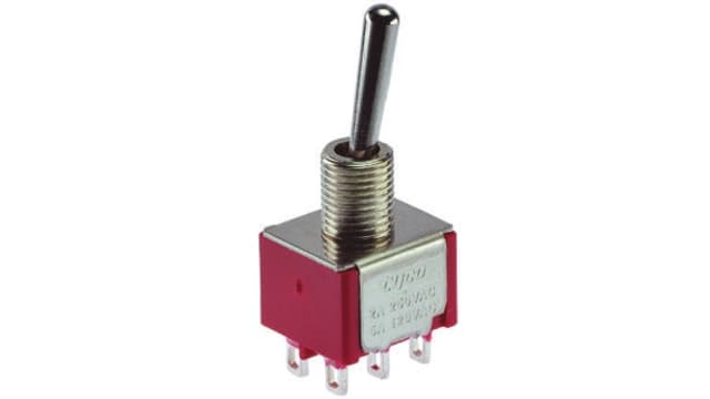 TE Connectivity Toggle Switch, Panel Mount, (On)-Off-(On), SPDT, Solder Terminal, 20V | 3-1825137-8