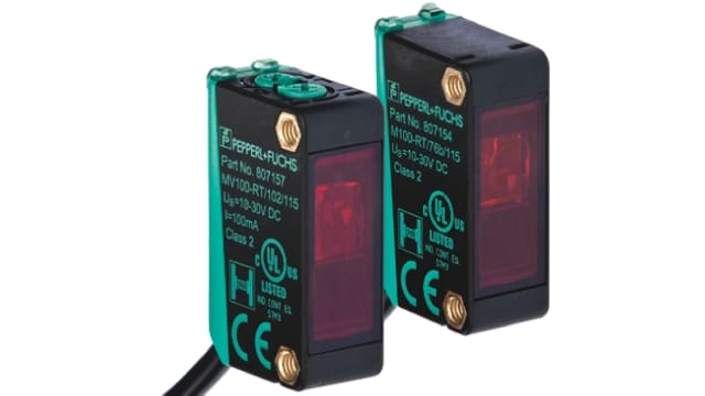 Pepperl + Fuchs Through Beam Photoelectric Sensor, Block Sensor, 10 m Detection Range | M100/MV100-RT/76a/103/115