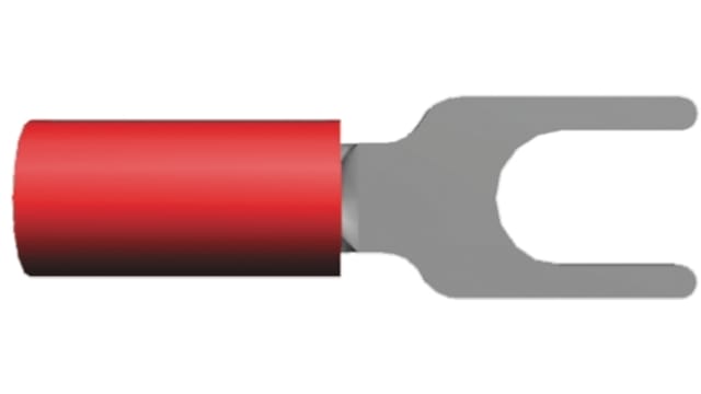 TE Connectivity, PLASTI-GRIP Insulated Crimp Spade Connector, 22 AWG to 16 AWG, M4 Stud Size, Red | 171551-1