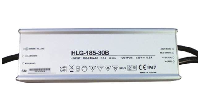 MEAN WELL LED Driver, 12 V Output, 156 W Output, 13 A 1 to 10 V PWM Resistance | HLG-185H-12B