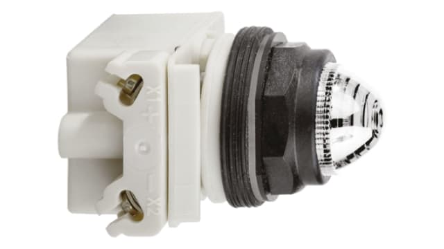 Schneider Electric, Harmony 9001SK, Panel Mount White LED Pilot Light, 30mm Cutout, IP66, 24V ac/dc | 9001SKP35LWW9