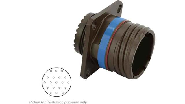 Souriau Sunbank by Eaton, 8D, Copper Alloy Straight 19 Way Panel Mount MIL Spec Circular Connector Female, Male | 8D015W19PN