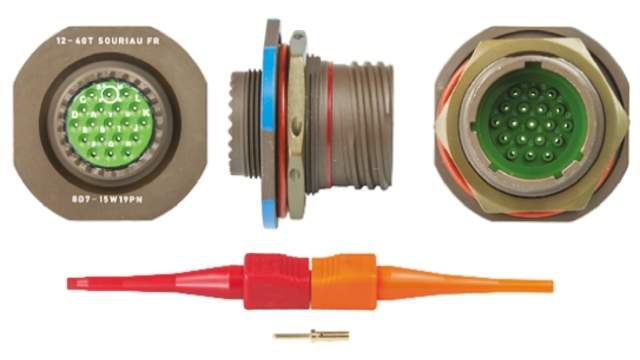 Souriau Sunbank by Eaton, 8D, Copper Alloy Straight 19 Way Panel Mount MIL Spec Circular Connector Female, Male | 8D715W19PN