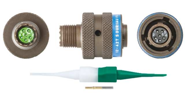 Souriau Sunbank by Eaton, 8LT, Copper Alloy Straight 6 Way Cable MIL Spec Circular Connector Male, Female Contacts,Shell | 8LT509B35SN