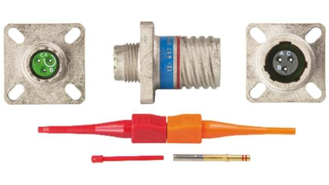 Souriau Sunbank by Eaton, EN3645, Copper Alloy Straight 3 Way Panel Mount MIL Spec Circular Connector Female, Female | EN3645M0AN98FN