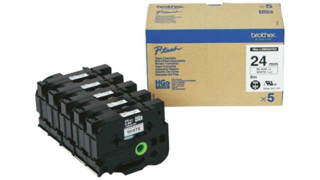Brother Black on White Label Printer Tape, 8 m Length, 24 mm Width | HGE251V5