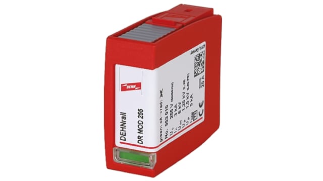 Dehn, DR Surge Protection Plug 255V ac/dc Maximum Voltage Rating 5 kA Maximum Surge Current Surge Arrester Protection | DR MOD 255