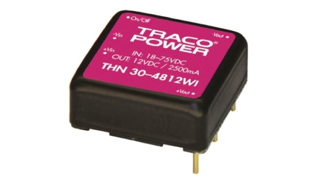 TRACOPOWER THN 30WI DC-DC Converter, 12V dc/ 2.5A Output, 18 → 75 V dc Input, 30W, Through Hole, +85°C Max Temp | THN 30-4812WI