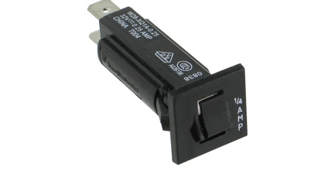 TE Connectivity Thermal Circuit Breaker - W28  Single Pole 32 V dc, 250V ac Voltage Rating, 250mA Current Rating | W28-XQ1A-0.25