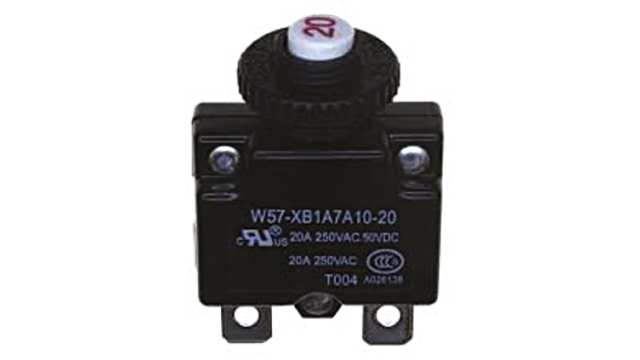 TE Connectivity Thermal Circuit Breaker - W57  Single Pole 250V ac Voltage Rating, 15A Current Rating | W57-XB1A7A10-15