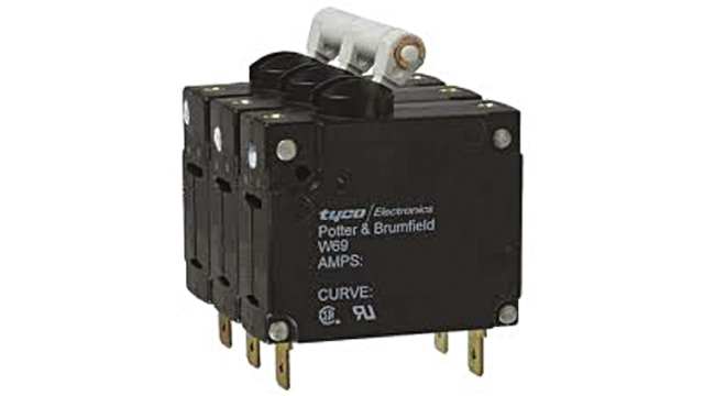 TE Connectivity Thermal Circuit Breaker - W69 3 Pole 277V ac Voltage Rating, 15A Current Rating | W69-X2Q12-15