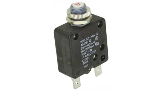 TE Connectivity Thermal Circuit Breaker - W58  Single Pole 50 V dc, 250V ac Voltage Rating, 12A Current Rating | W58-XB1A4A-12