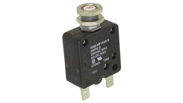 TE Connectivity Thermal Circuit Breaker - W58  Single Pole 50 V dc, 250V ac Voltage Rating, 8A Current Rating | W58-XB1A4A-8