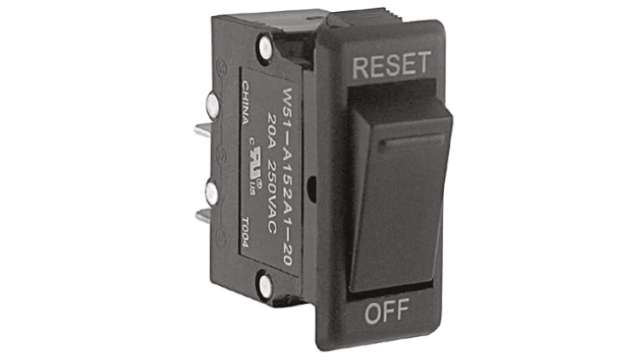 TE Connectivity Thermal Circuit Breaker - W51  Single Pole 250V ac Voltage Rating, 20A Current Rating | W51-A152A1-20