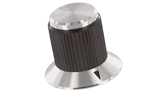 TE Connectivity 19.1mm Black Potentiometer Knob for 3.2mm Shaft, KNS501BA1/8 | KNS501BA1/8