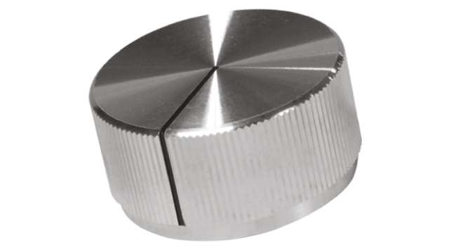 TE Connectivity 32mm Silver Potentiometer Knob for 6.4mm Shaft Splined, KLN1250A1/4 | KLN1250A1/4