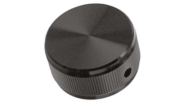 TE Connectivity 31.8mm Black Potentiometer Knob for 6.35mm Shaft Splined, KN1251B1/4 | KN1251B1/4