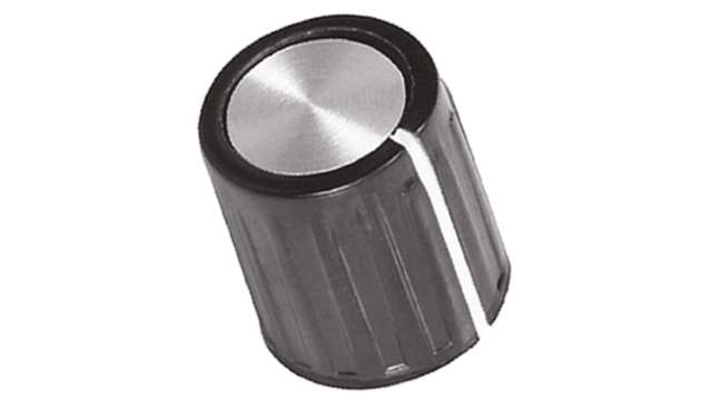 TE Connectivity 11.1mm Black Potentiometer Knob for 3.2mm Shaft Splined, PKG40B1/8 | PKG40B1/8