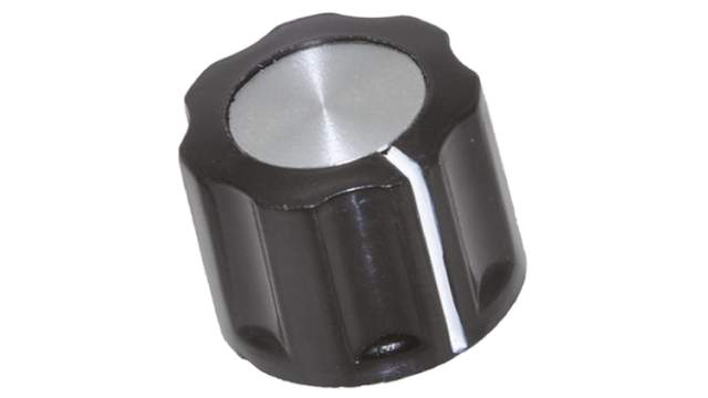 TE Connectivity 15.9mm Black Potentiometer Knob for 6.35mm Shaft Splined, PKE60B1/4 | PKE60B1/4