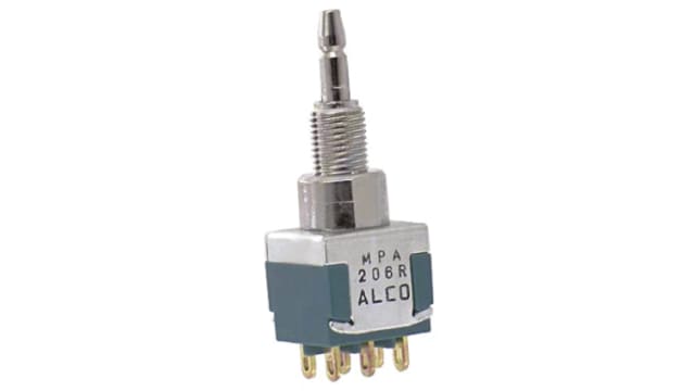 TE Connectivity Push Button Switch, Momentary, Panel, 6.35 mm Cutout, DPDT, 28 V dc | MPA206R