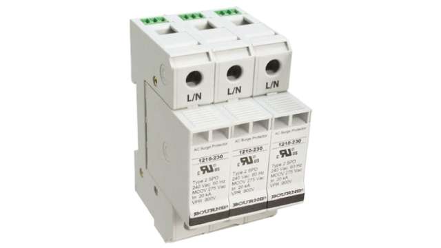 Bourns, 1210 Surge Arrester 415V ac Maximum Voltage Rating 100 kA Maximum Surge Current 3 Pole Protector | 1210-3S-230