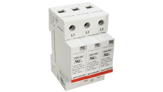 Bourns, 1250 Surge Arrester 600V ac Maximum Voltage Rating 50 kA Maximum Surge Current 3 Pole Protector | 1250-3S-400