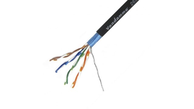 Van Damme, 100 m Cat5e Ethernet Cable, Black Polyvinyl Chloride Sheath Screened, Shielded | 268-450-000