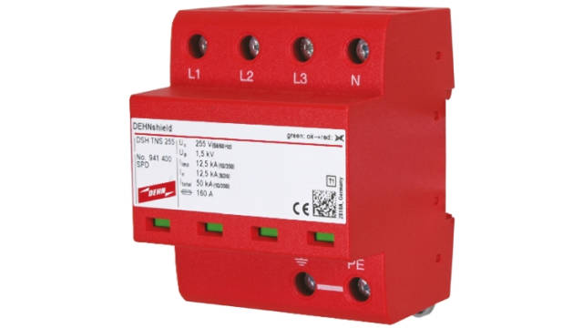 Dehn, DSH Modular Surge Protector 255V ac Maximum Voltage Rating 50 kA Maximum Surge Current Lightning Arrester | DSH TNS 255