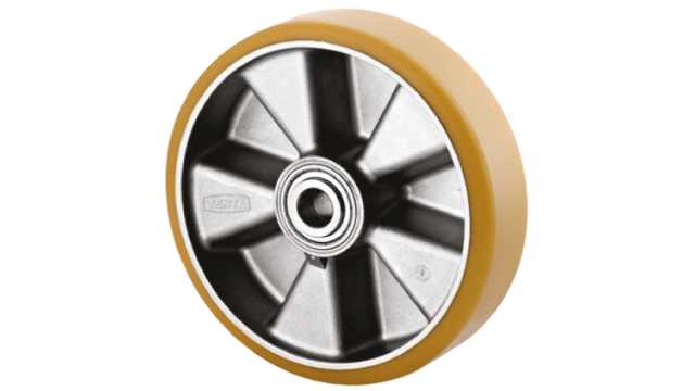 Tente Yellow Polyurethane Corrosion Resistant Trolley Wheel, 1000 kg | ITP125x50-Ø20 flat