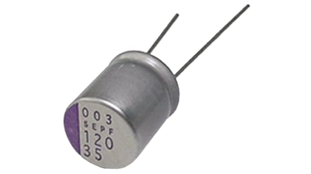 Panasonic 820 μF Through Hole Polymer Capacitor, 6.3 V | 6SEP820M