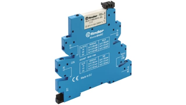 Finder 39 Series Interface Relay, DIN Rail Mount, 24V ac/dc Coil, SPST | 39.21.0.024.0060