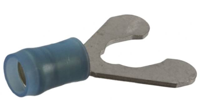 TE Connectivity, PIDG Insulated Crimp Spade Connector, 16 AWG to 14 AWG, M6 Stud Size Nylon, Blue | 52939