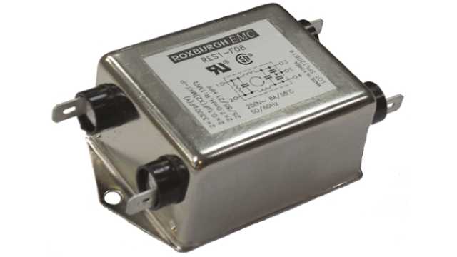 Roxburgh EMC, RES1 15 A 250V ac/dc 60 Hz, 50 Hz, Chassis Mount RFI Filter, Tab 1 Phase | RES1F15