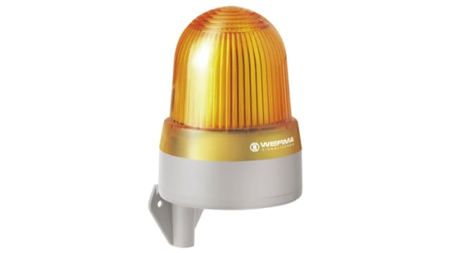 Werma 433 Series Yellow Sounder Beacon, 10 → 48 V ac/dc, Bracket Mount, 112dB at 1 Metre | 433.300.70