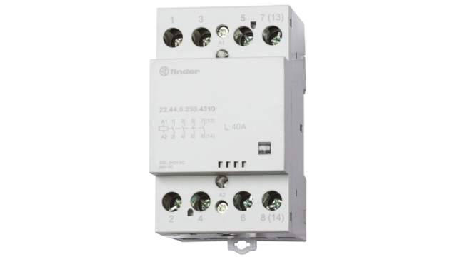 Finder 22 Contactor, 120 V ac Coil, 4-Pole, 40 A | 22.44.0.120.4610