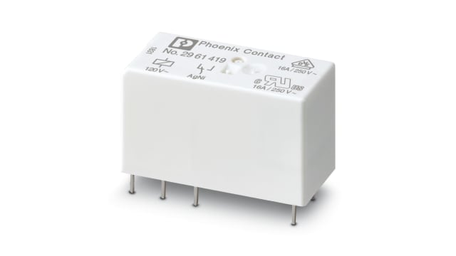 Phoenix Contact PCB Mount Power Relay, 120V ac Coil, 16A Switching Current, SPDT | 2961419