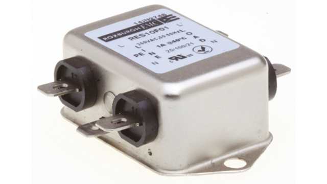 Roxburgh EMC, RES10 1 A 250V ac 400 Hz, Chassis Mount RFI Filter, Fast-On 1 Phase | RES10F01