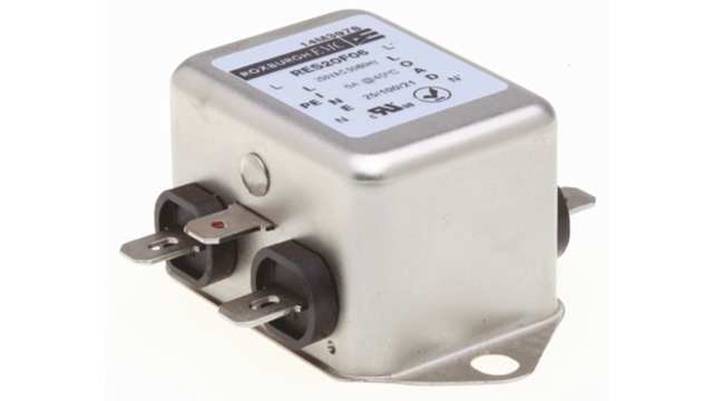 Roxburgh EMC, RES20 6 A 250V ac 400 Hz, Chassis Mount RFI Filter, Fast-On 1 Phase | RES20F06