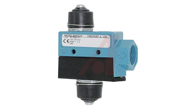 Honeywell BZE6 Series Plunger Limit Switch, NO/NC, IP66, SPDT, Die Cast Zinc Housing, 600V ac Max, 15A Max | BZE6-RNX1