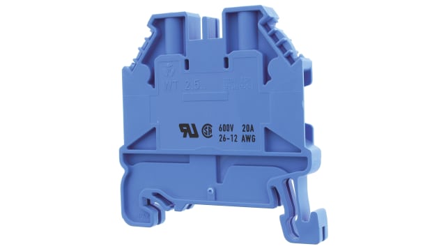Wieland 58.503.0055.6 WT 2.5 Series Feed Through Terminal Block Blue, 2.5 mm², 1-Level, Screw, ATEX | 58.503.0055.6