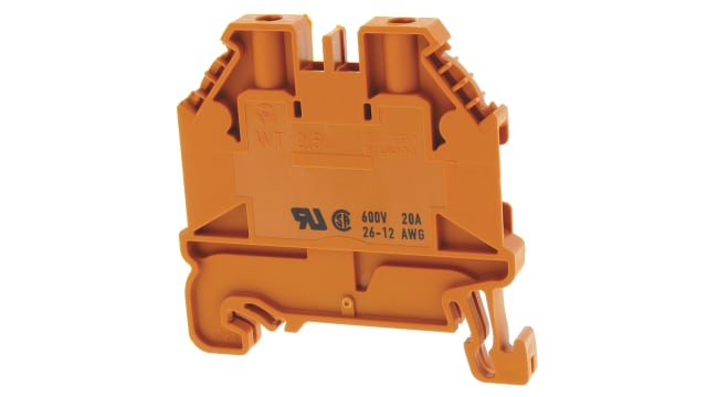 Wieland 58.503.0055.9 WT 2.5 Series Feed Through Terminal Block Orange, 2.5 mm², 1-Level, Screw, ATEX | 58.503.0055.9