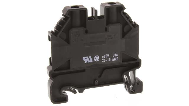 Wieland 58.504.0055.1 WT 4 Series Feed Through Terminal Block Black, 26-10 AWG, 1-Level, Screw, ATEX | 58.504.0055.1