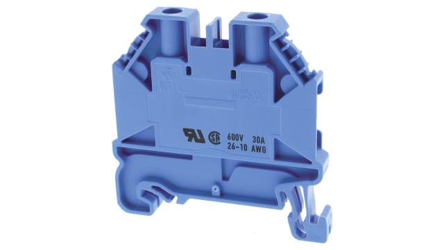 Wieland 58.504.0055.6 WT 4 Series Feed Through Terminal Block Blue, 26-10 AWG, 1-Level, Screw, ATEX | 58.504.0055.6
