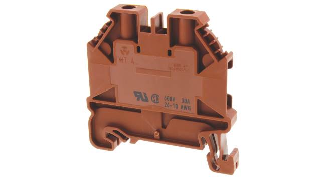 Wieland 58.504.0055.4 WT 4 Series Feed Through Terminal Block Brown, 26-10 AWG, 1-Level, Screw, ATEX | 58.504.0055.4