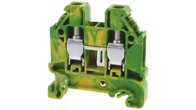 Wieland 58.506.9055.0 WT 6 PE Series Earth Terminal Block Yellow, Green, 24-8 AWG, 1-Level, Screw, ATEX | 58.506.9055.0