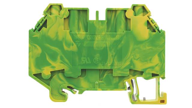 Wieland 58.504.9155.0 WT 4 D2/2 PE Series Earth Terminal Block Green, Yellow, 26-10 AWG, 1-Level, Screw, ATEX | 58.504.9155.0
