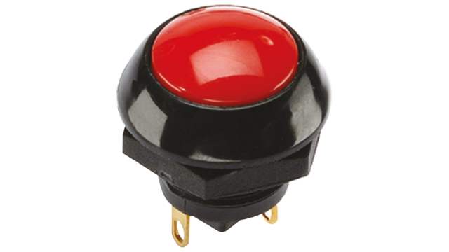 Otto P9 Series Push Button Switch, Momentary, Panel, 0.505 x 0.460 in Cutout, SPDT, Red LED, IP68S, 28 V 115 V | P9-513121W