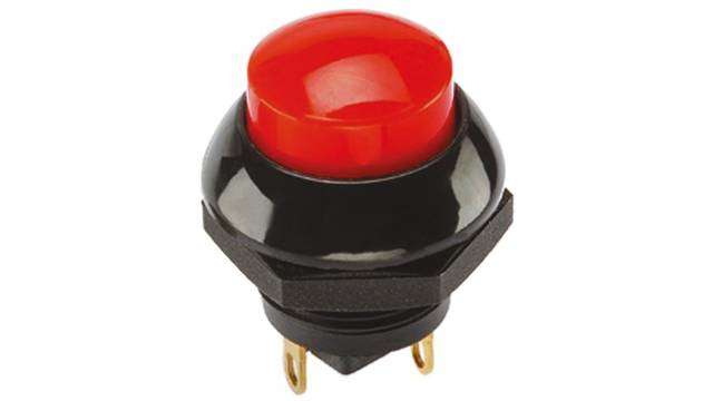 Otto P9 Series Push Button Switch, Momentary, Panel, 0.505 x 0.46 Cutout, SPDT, Red LED, IP68S, 28 V 115 V | P9-613121W