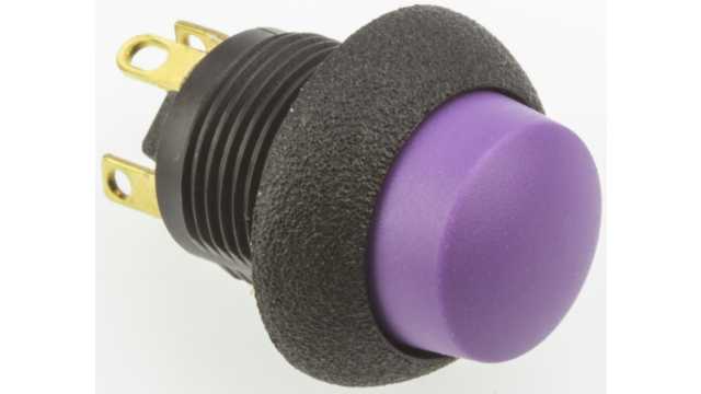 Otto P9 Series Push Button Switch, Momentary, Panel, 0.505 x 0.460 in Cutout, SPDT, Violet LED, IP68S, 28 V dc 115 V ac | P9-613127W